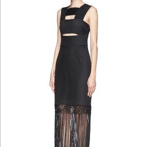 Self- Portrait Women's Black Graphic Fringe Bandeau Panel Dress US8/UK4